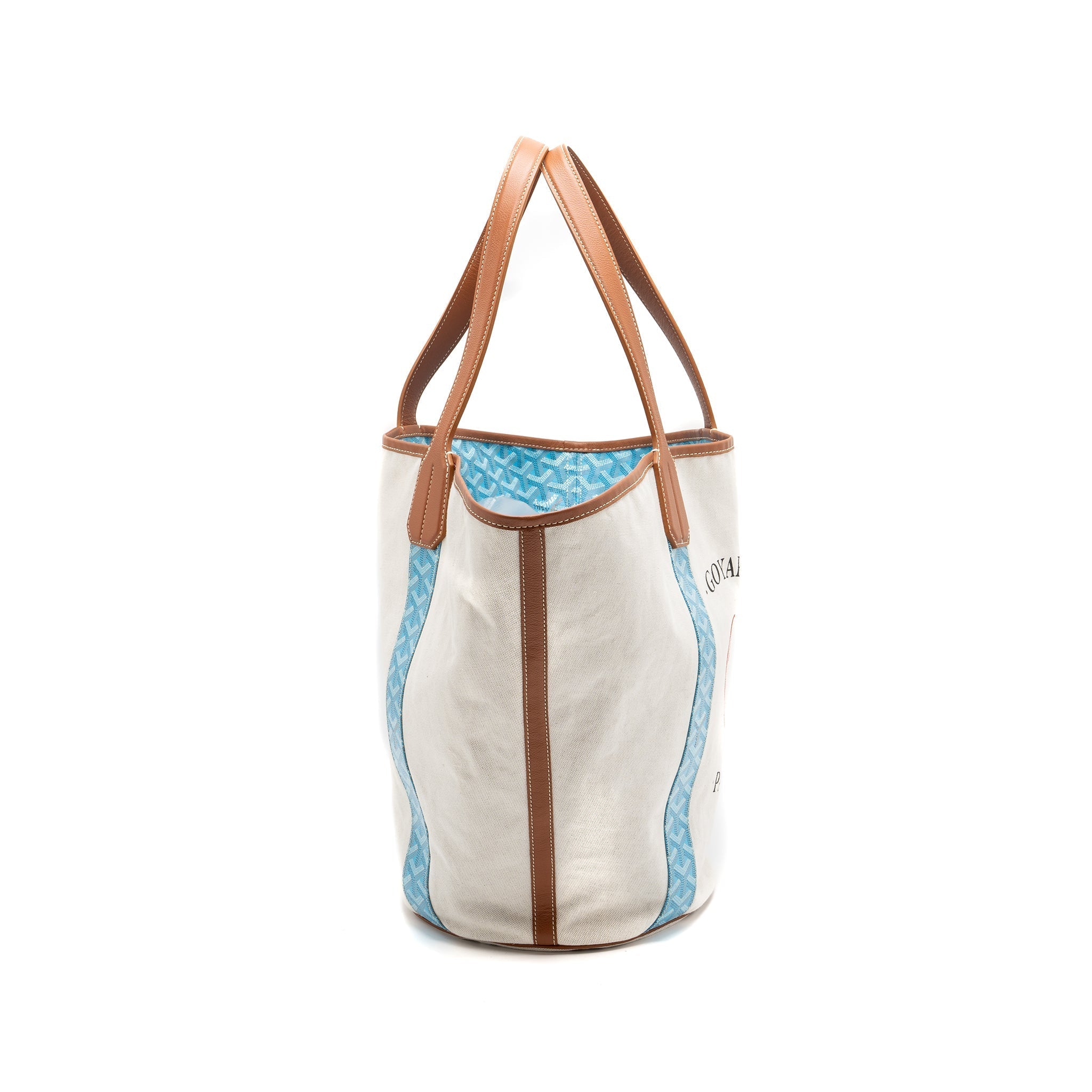 GOYARD BELHARRA BIARRITZ GOYARDLINE CANVAS LIGHT BLUE REVERSIBLE TOTE