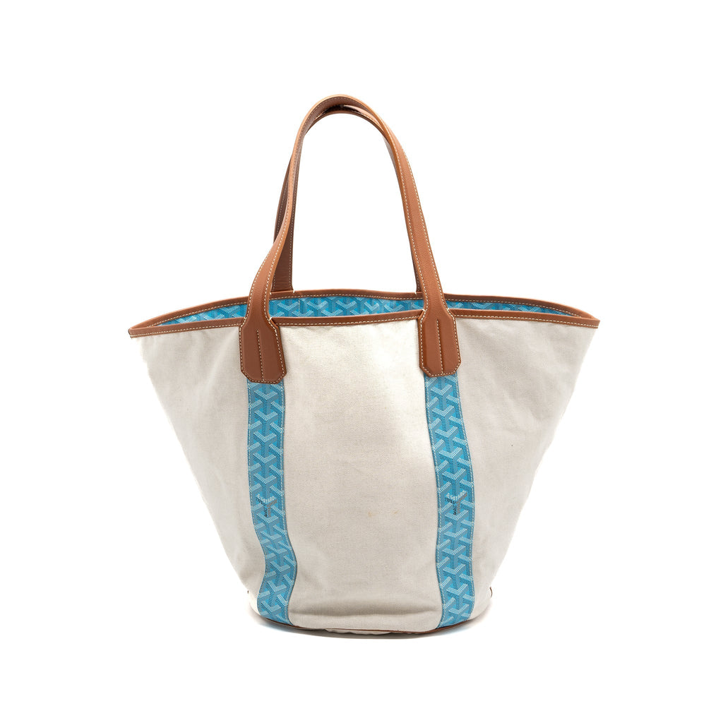 GOYARD BELHARRA BIARRITZ GOYARDLINE CANVAS LIGHT BLUE REVERSIBLE TOTE