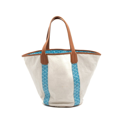 GOYARD BELHARRA BIARRITZ GOYARDLINE CANVAS LIGHT BLUE REVERSIBLE TOTE