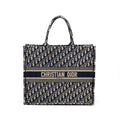 DIOR LARGE BOOK TOTE BLUE DIOR OBLIQUE EMBROIDERY