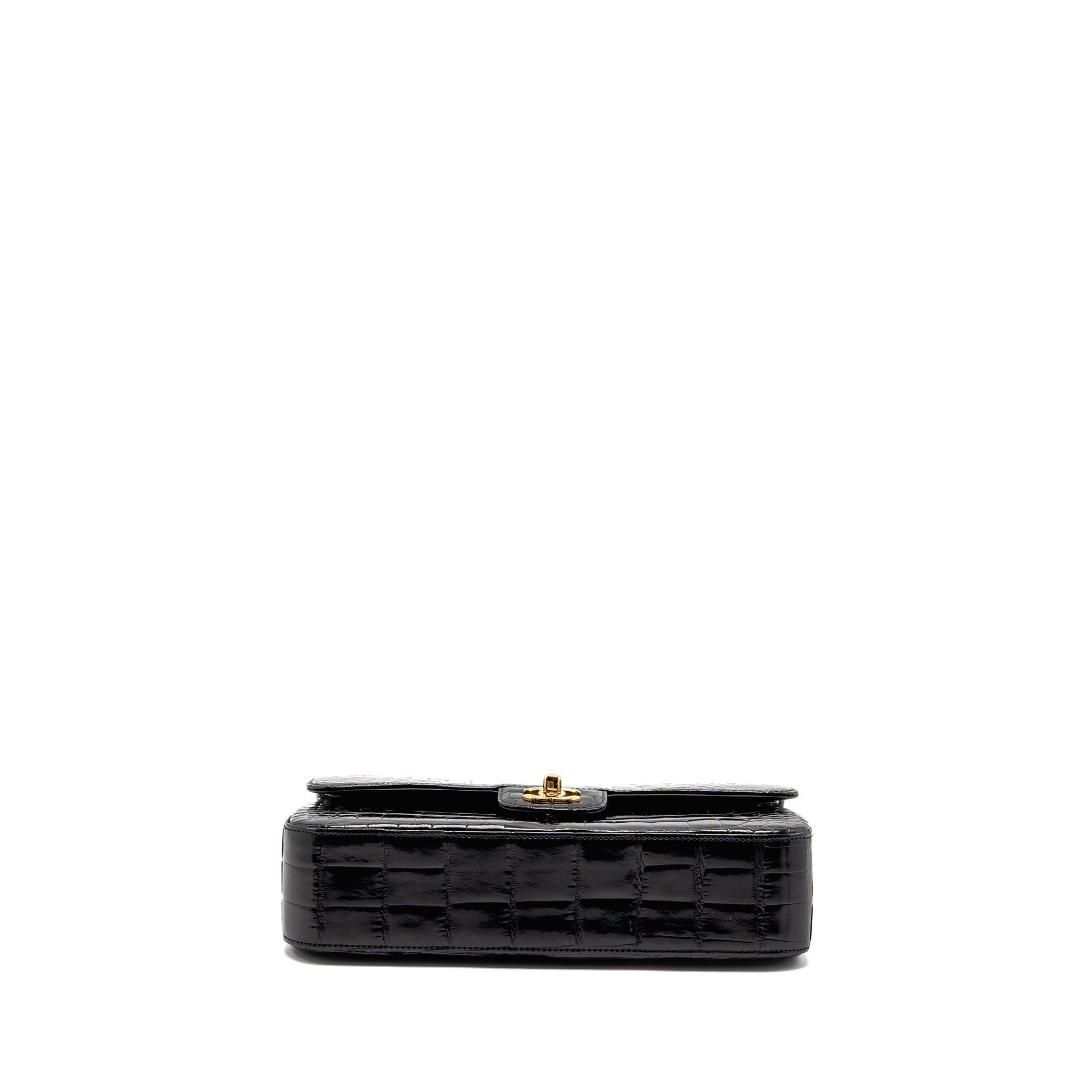 CHANEL MEDIUM CLASSIC DOUBLE FLAP BAG ALLIGATOR MISSISSIPPIENSIS BLACK GHW