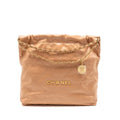 CHANEL MEDIUM 22 BAG SHINY CALFSKIN LIGHT BEIGE GHW (MICROCHIP)