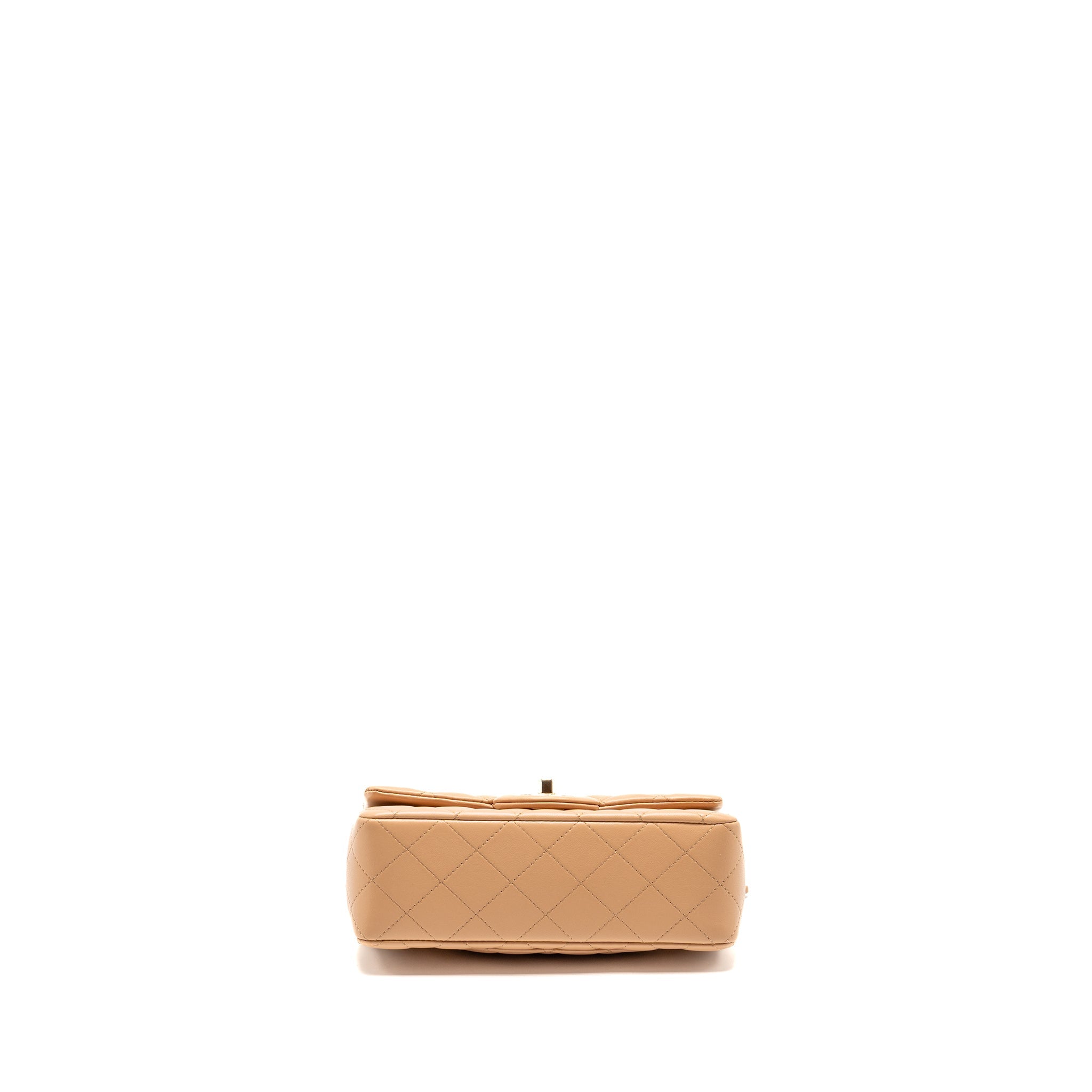 CHANEL TOP HANDLE MINI RECTANGULAR LAMBSKIN BEIGE LGHW (MICROCHIP)