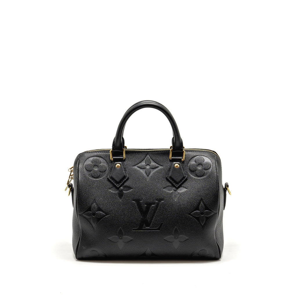 LOUIS VUITTON SPEEDY BANDOULIERE 25 MONOGRAM EMPREINTE LEATHER BLACK GHW