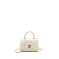 CHANEL MINI COCO HANDLE CAVIAR WHITE LGHW (MICROCHIP)