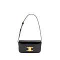 CELINE TRIOMPHE SHOULDER BAG SHINY CALFSKIN BLACK GHW