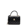 CHANEL TOP HANDLE TRENDY CC FLAP BAG LAMBSKIN BLACK LGHW