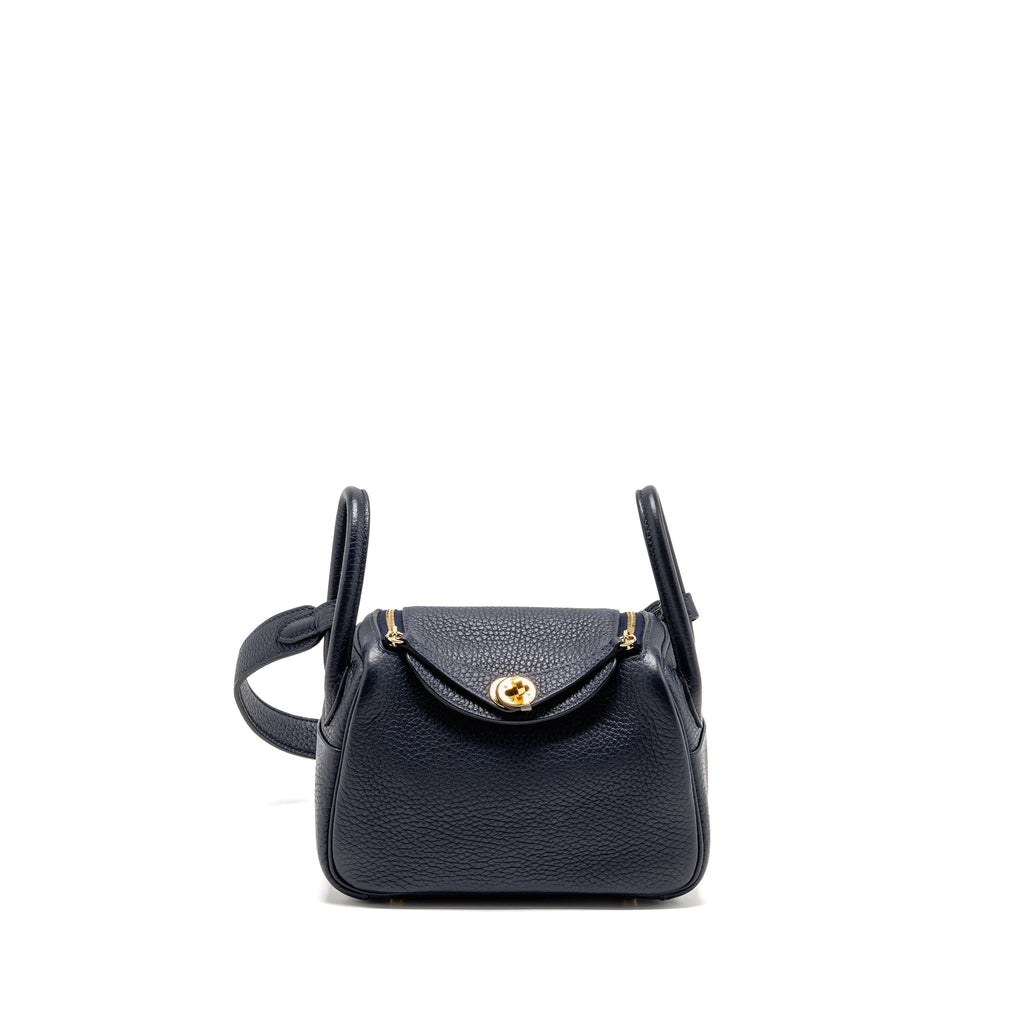 HERMES MINI LINDY CLEMENCE BLUE NUIT GHW
