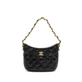 CHANEL 22K HOBO SHOULDER BAG LAMBSKIN BLACK GHW