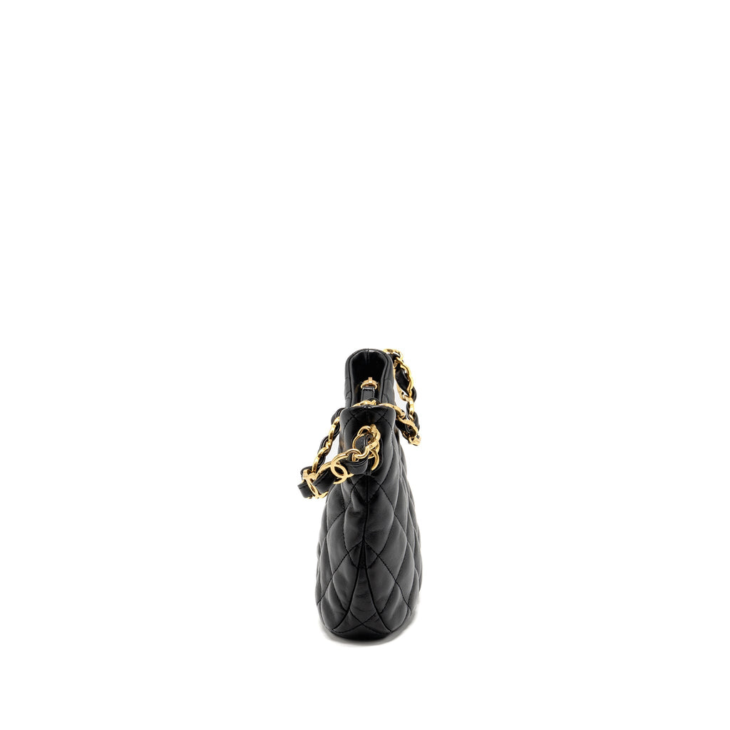 CHANEL 22K HOBO SHOULDER BAG LAMBSKIN BLACK GHW