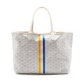 GOYARD SAINT LOUIS PM TOTE LIMITED EDITION GOYARDINE CANVAS/CALFSKIN WHITE/BLUE/YELLOW SHW