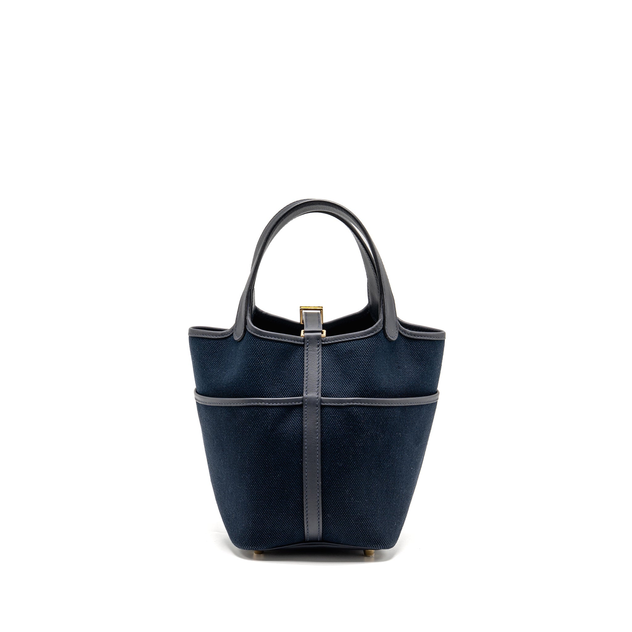 HERMES CARGO PICOTIN 18 LOCK BAG CANVAS/SWIFT BLEU MARINE/BLACK GHW