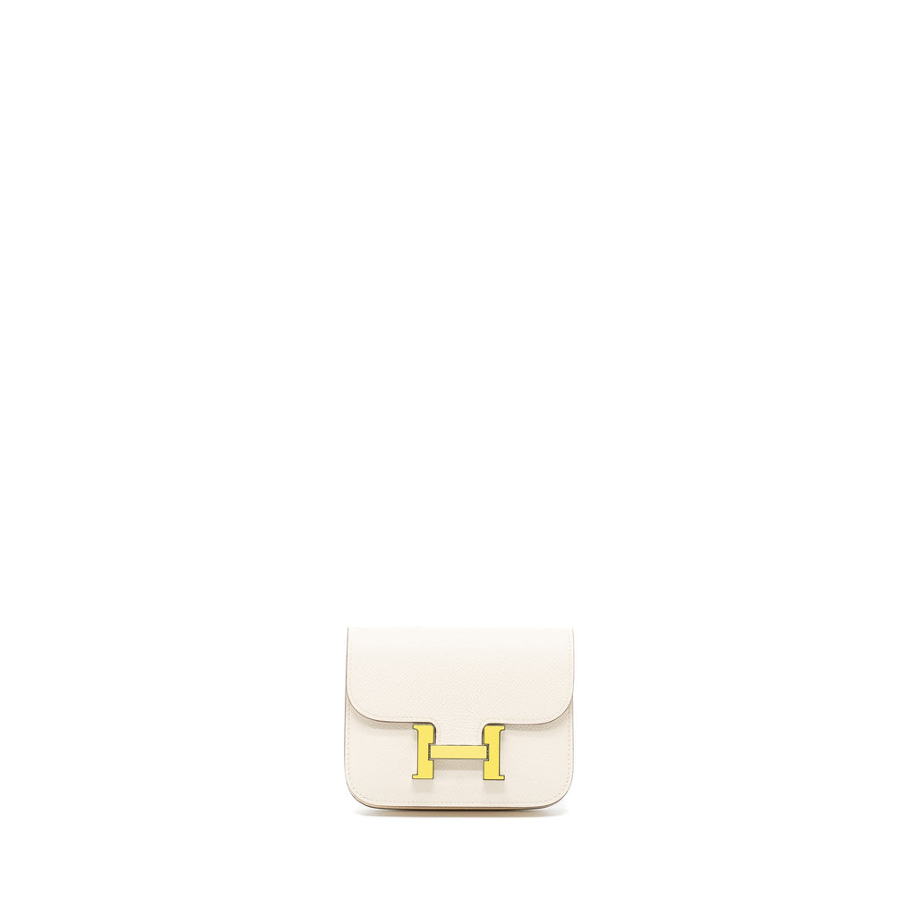 Hermes Constance Slim Epsom Nata/Lime Laque Hardware