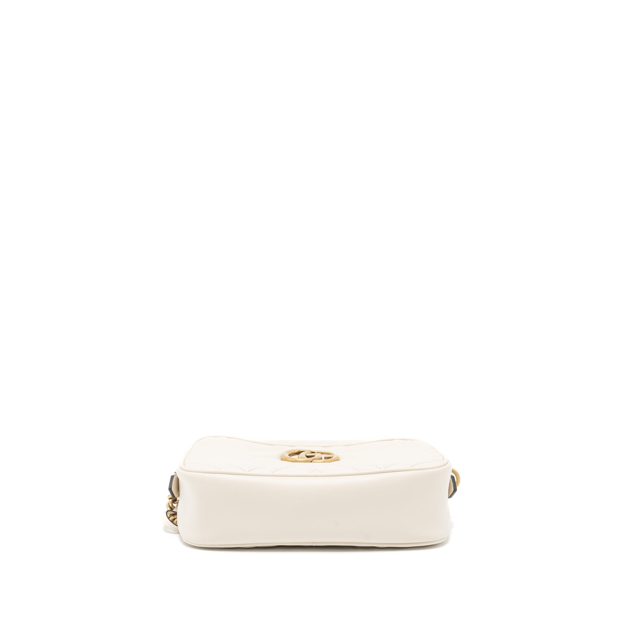 GUCCI GG MARMONT CAMERA SHOULDER BAG CALFSKIN WHITE GHW