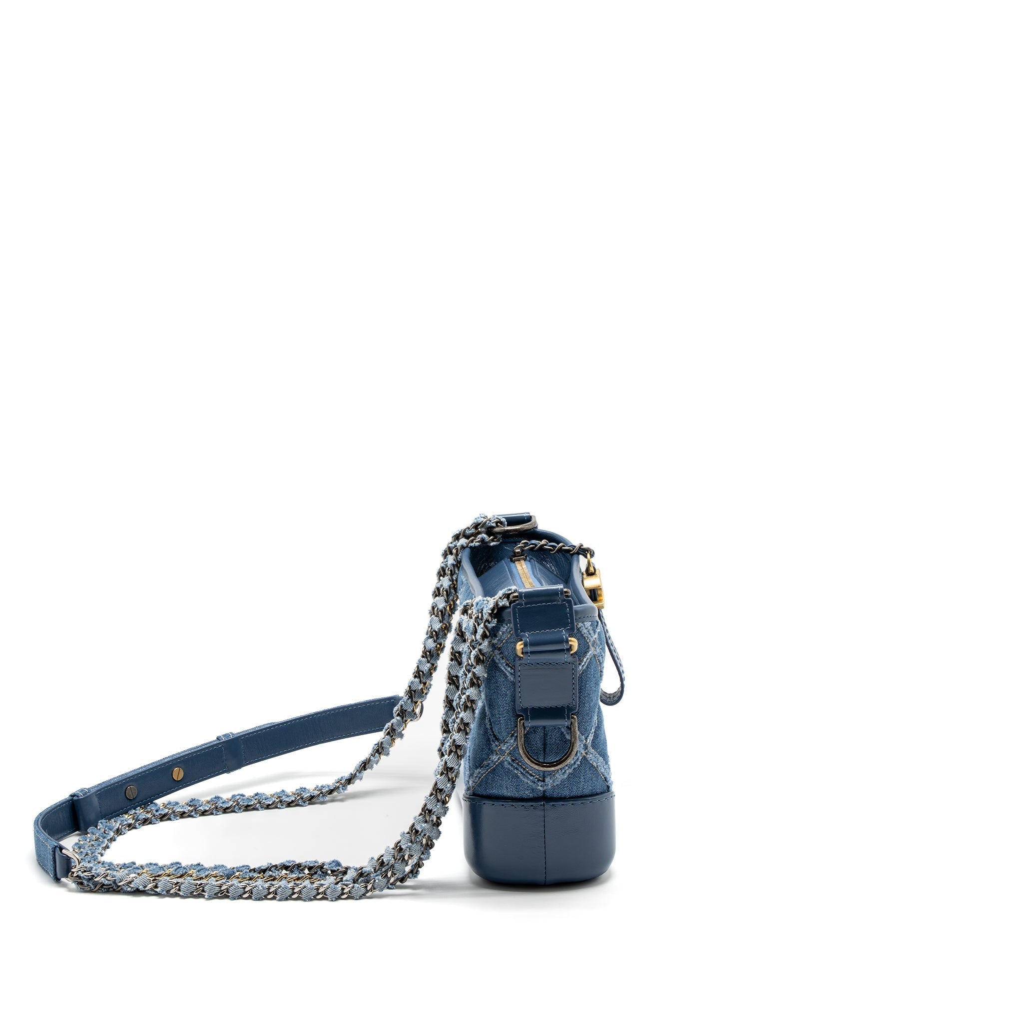 CHANEL SMALL GABRIELLE HOBO BAG DENIM BLUE MULTICOLOUR HARDWARE