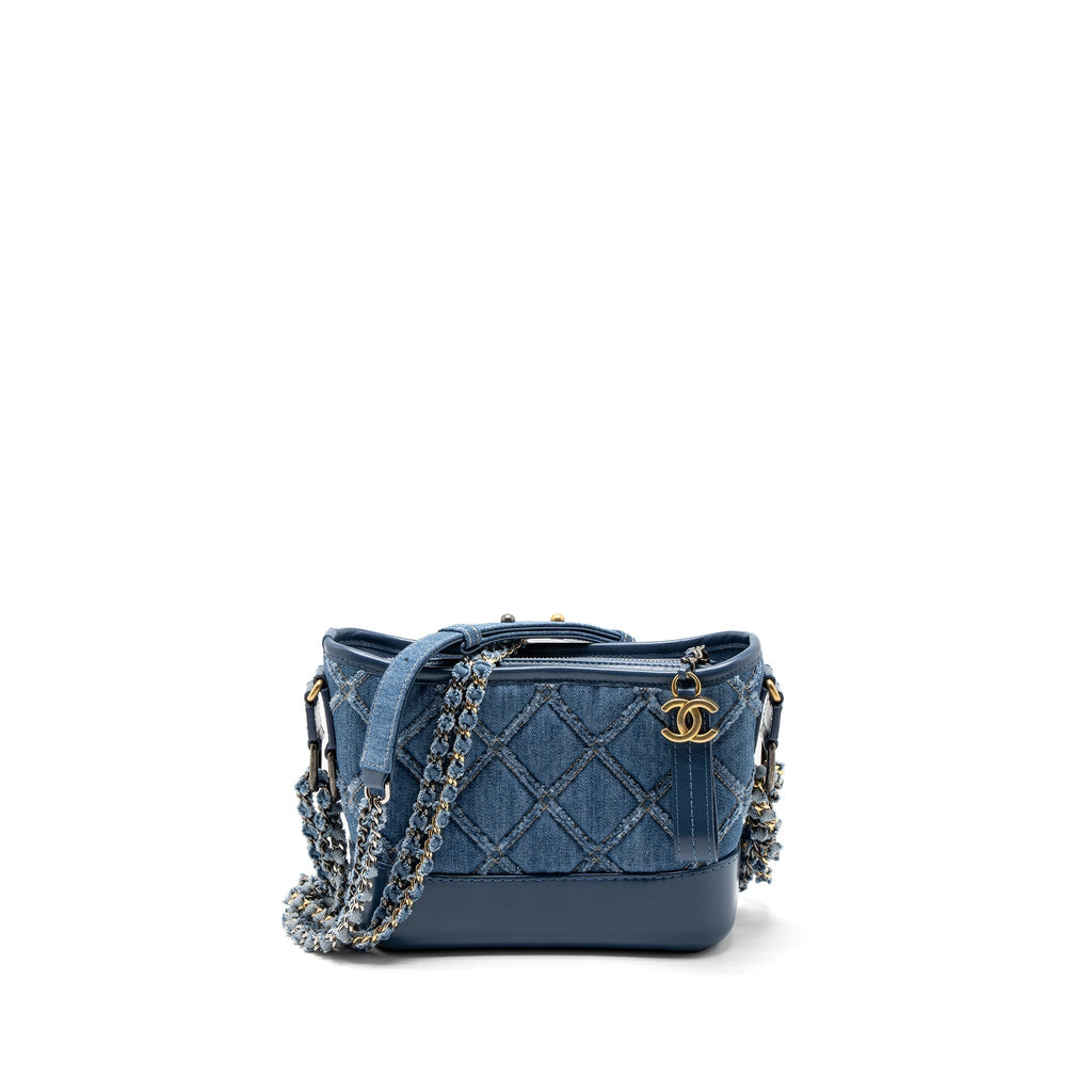 CHANEL SMALL GABRIELLE HOBO BAG DENIM BLUE MULTICOLOUR HARDWARE
