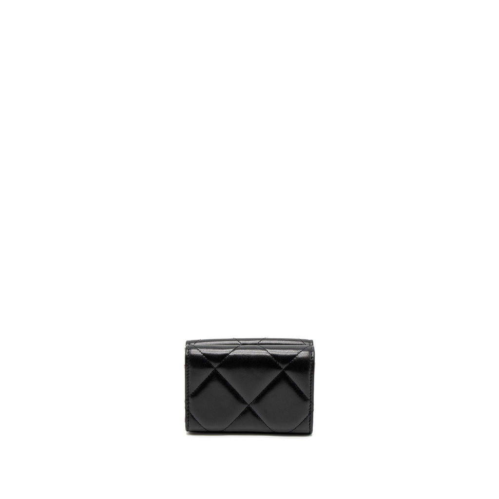 CHANEL 19 FLAP COMPACT WALLET LAMBSKIN BLACK GHW (MICROCHIP)