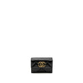 CHANEL 19 FLAP COMPACT WALLET LAMBSKIN BLACK GHW (MICROCHIP)