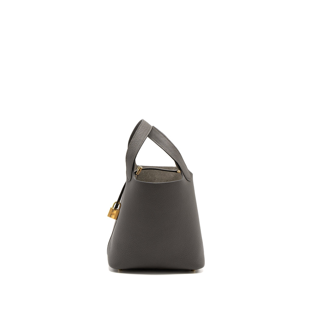 HERMES PICOTIN 18 LOCK BAG TAURILLON MAURICE GRAPHITE GHW