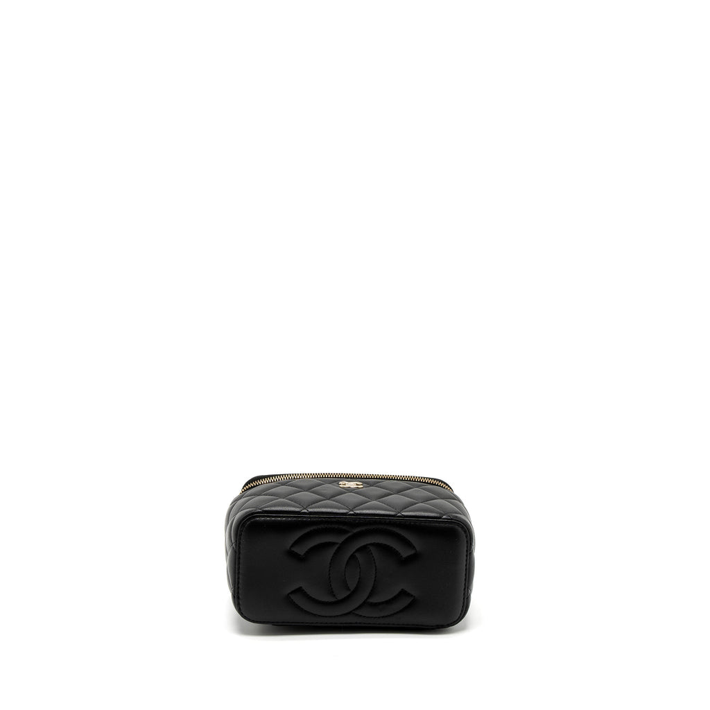 CHANEL 23C PEARL CRUSH LONG VANITY WITH CHAIN LAMBSKIN BLACK LGHW (MICROCHIP)