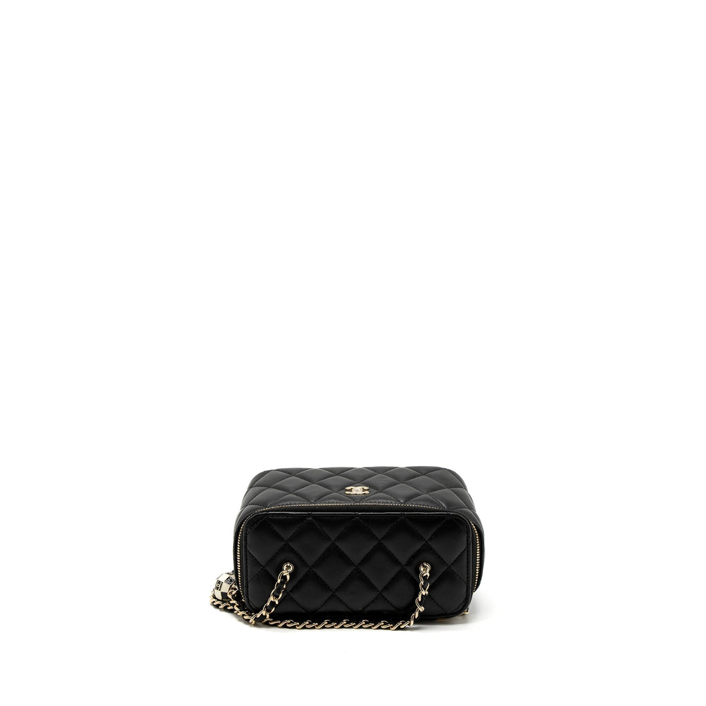 CHANEL 23C PEARL CRUSH LONG VANITY WITH CHAIN LAMBSKIN BLACK LGHW (MICROCHIP)