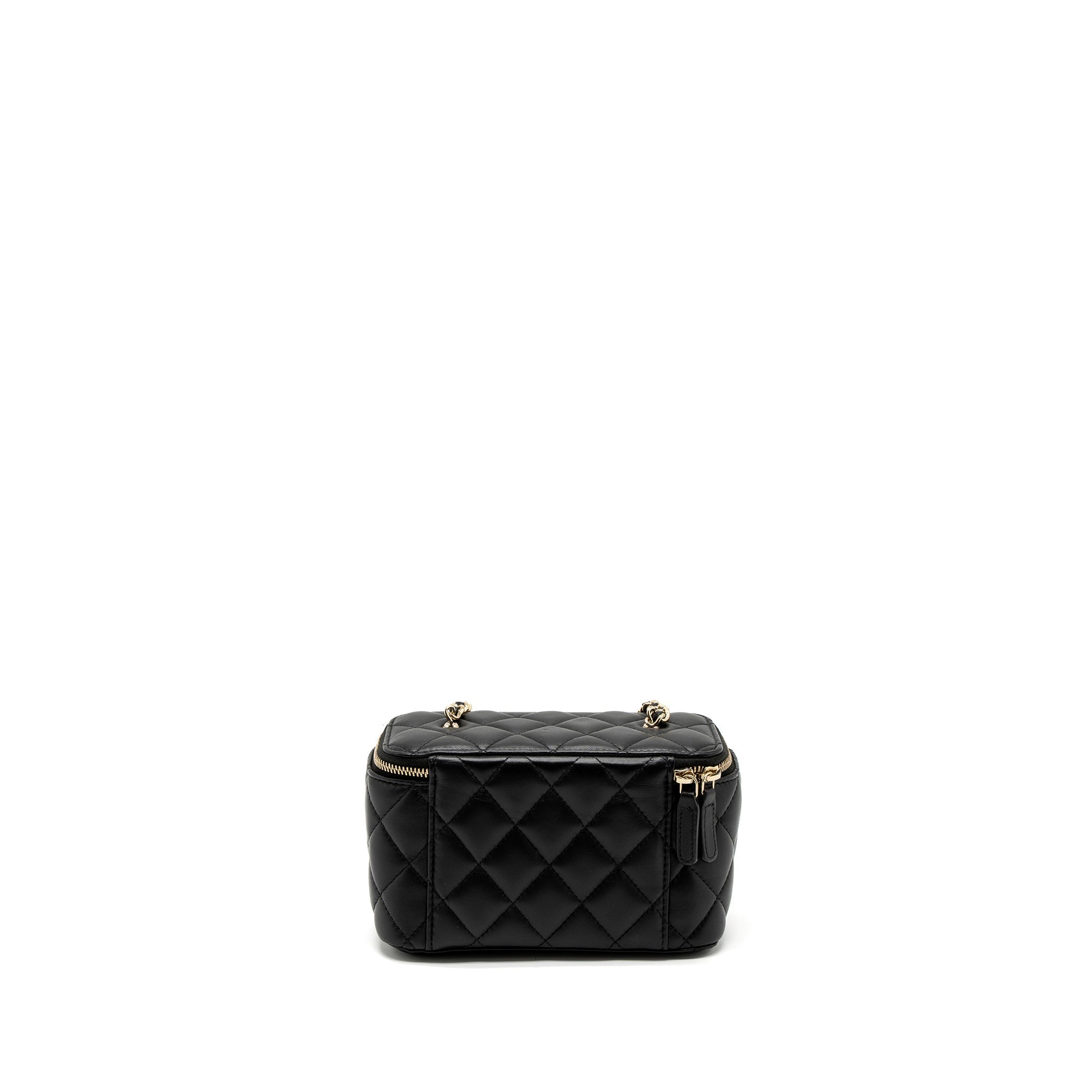 CHANEL 23C PEARL CRUSH LONG VANITY WITH CHAIN LAMBSKIN BLACK LGHW (MICROCHIP)