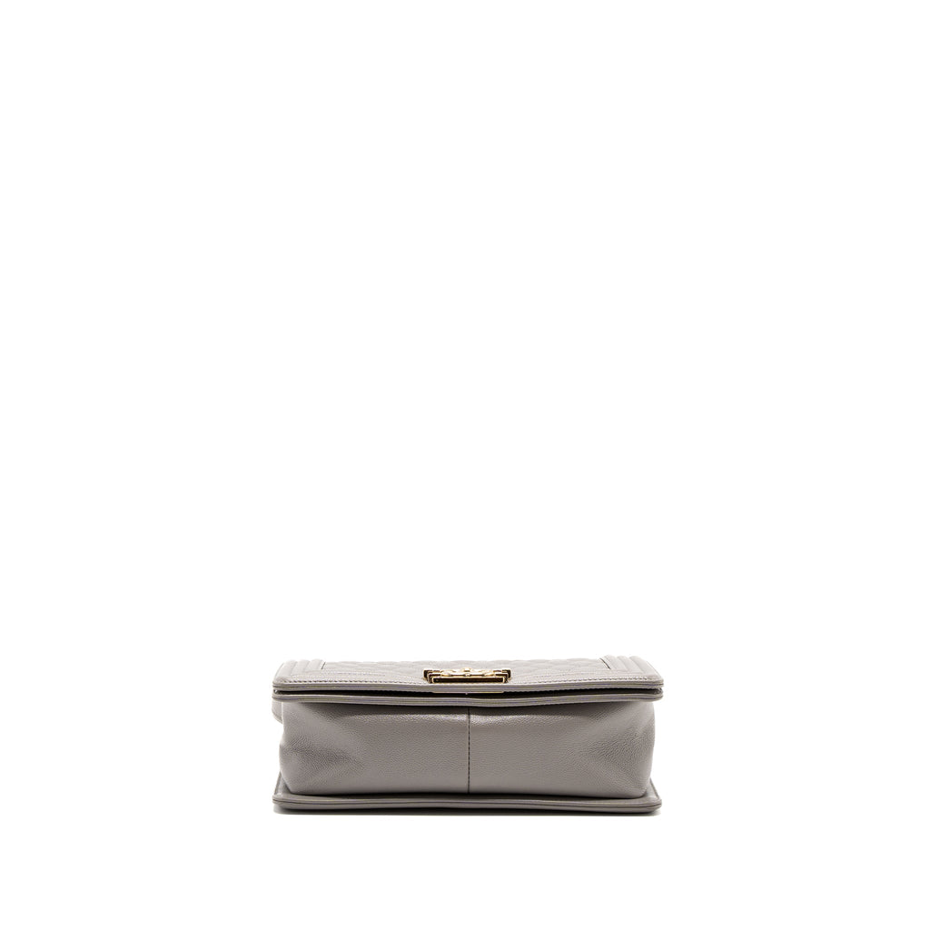 CHANEL MEDIUM BOY BAG CAVIAR LIGHT GREY LGHW