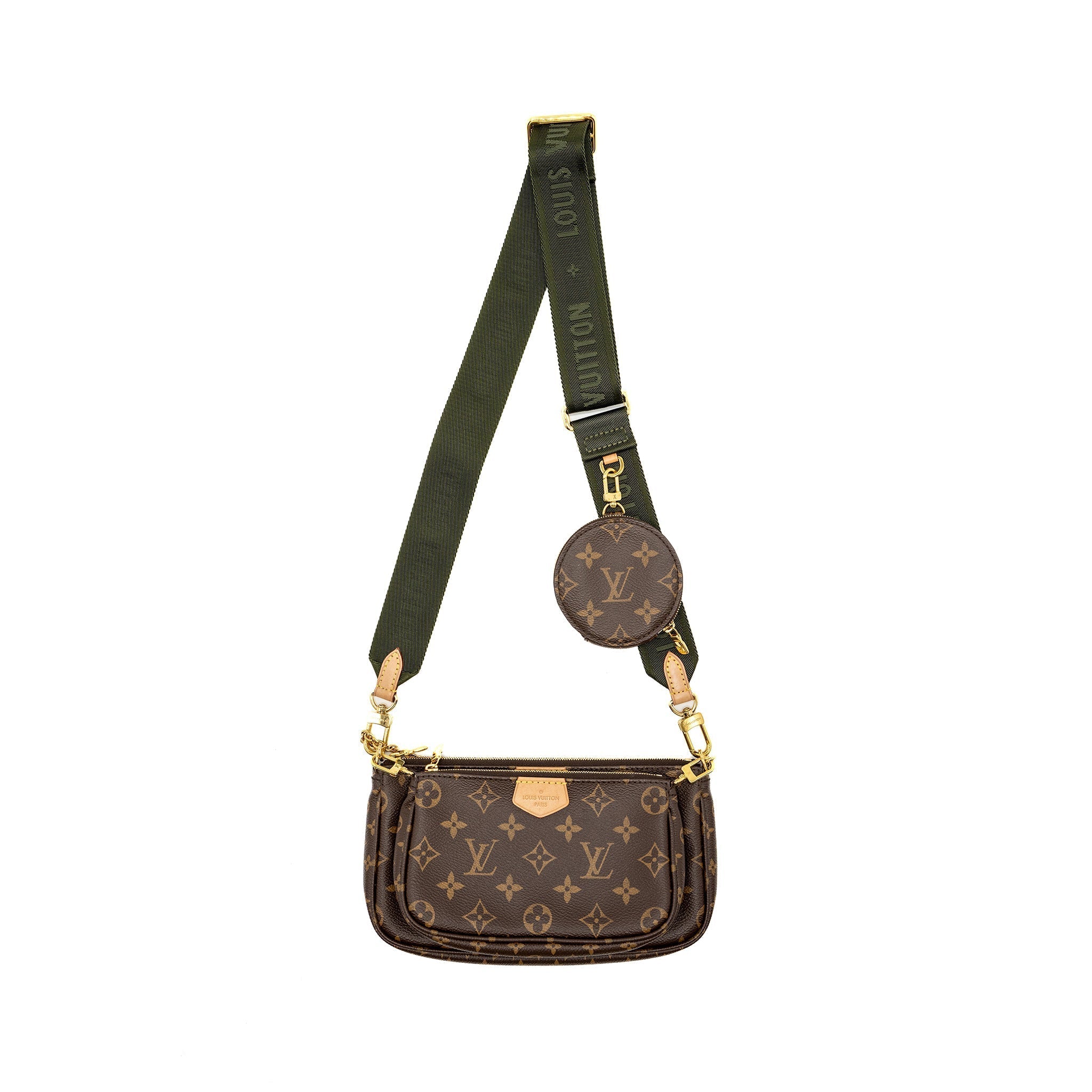 LOUIS VUITTON MULTI POCHETTE ACCESSORIES MONOGRAM CANVAS KHAKI STRAP GHW