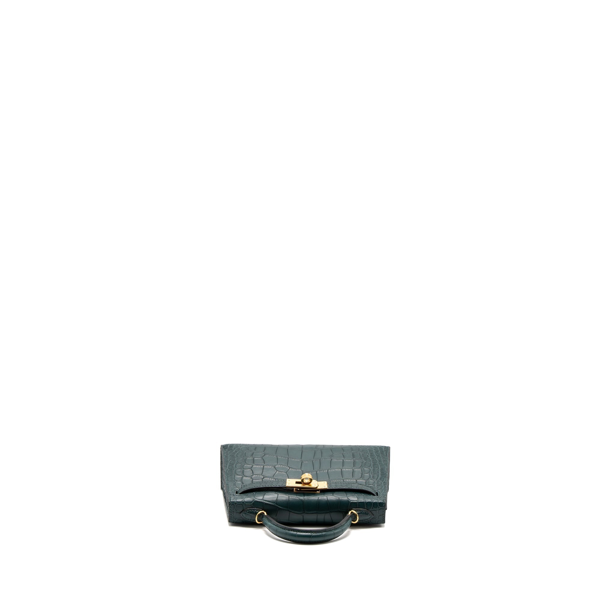 HERMES MINI KELLY II ALLIGATOR MISSISSIPPIENSIS MATTE 6O VERT CYPRES GHW