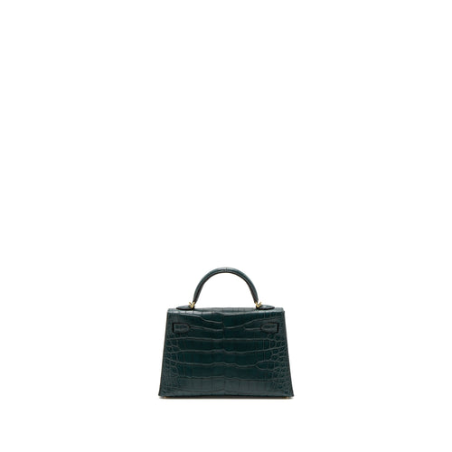 HERMES MINI KELLY II ALLIGATOR MISSISSIPPIENSIS MATTE 6O VERT CYPRES GHW
