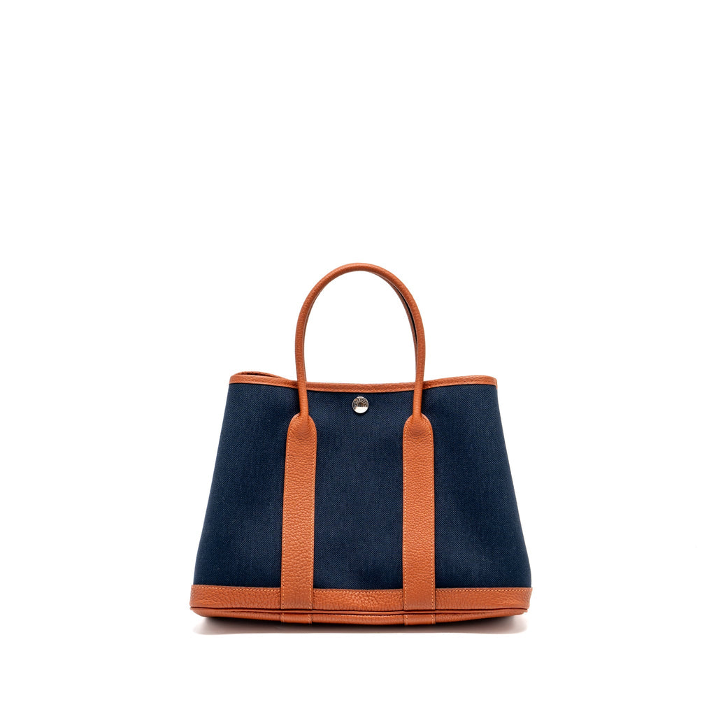 HERMES GARDEN PARTY 30 CANVAS/NEGONDA BLUE MARINE/CUIVRE SHW