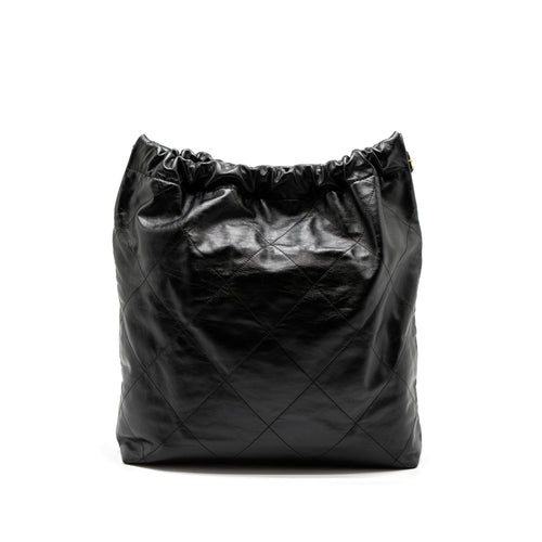CHANEL LARGE 22 BAG SHINY CALFSKIN BLACK GHW (MICROCHIP)