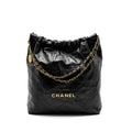 CHANEL LARGE 22 BAG SHINY CALFSKIN BLACK GHW (MICROCHIP)