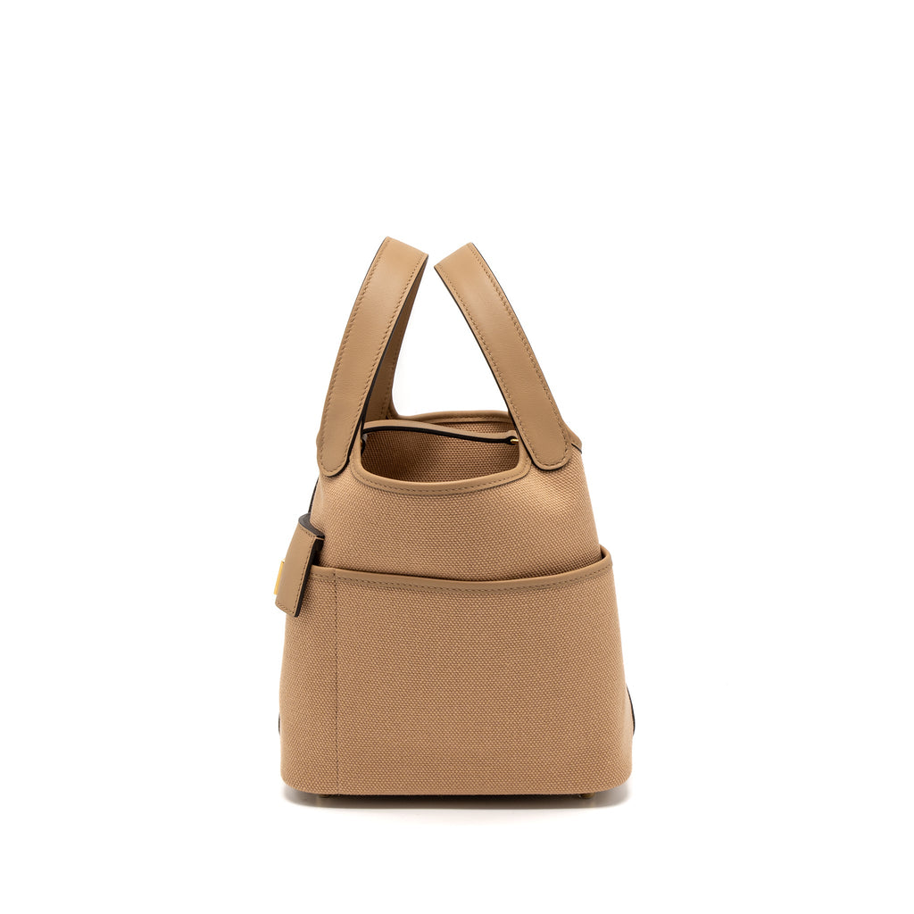 HERMES CARGO PICOTIN 18 POCKET BAG CANVAS/SWIFT CHAI GHW