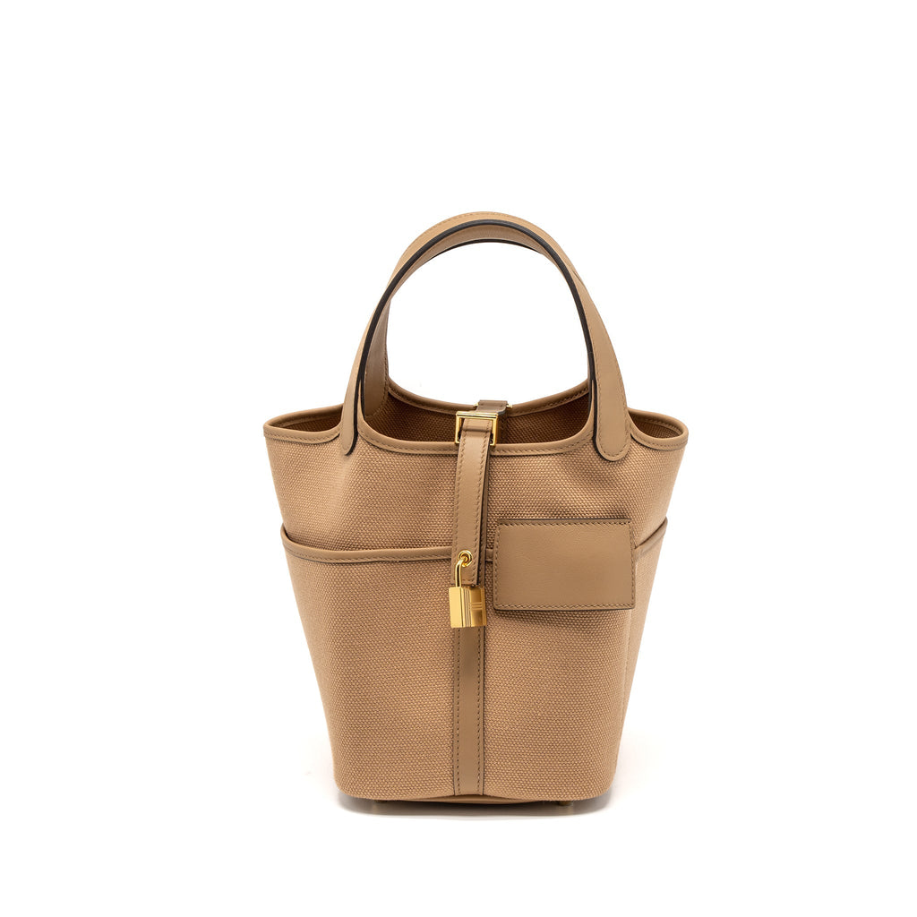 HERMES CARGO PICOTIN 18 POCKET BAG CANVAS/SWIFT CHAI GHW