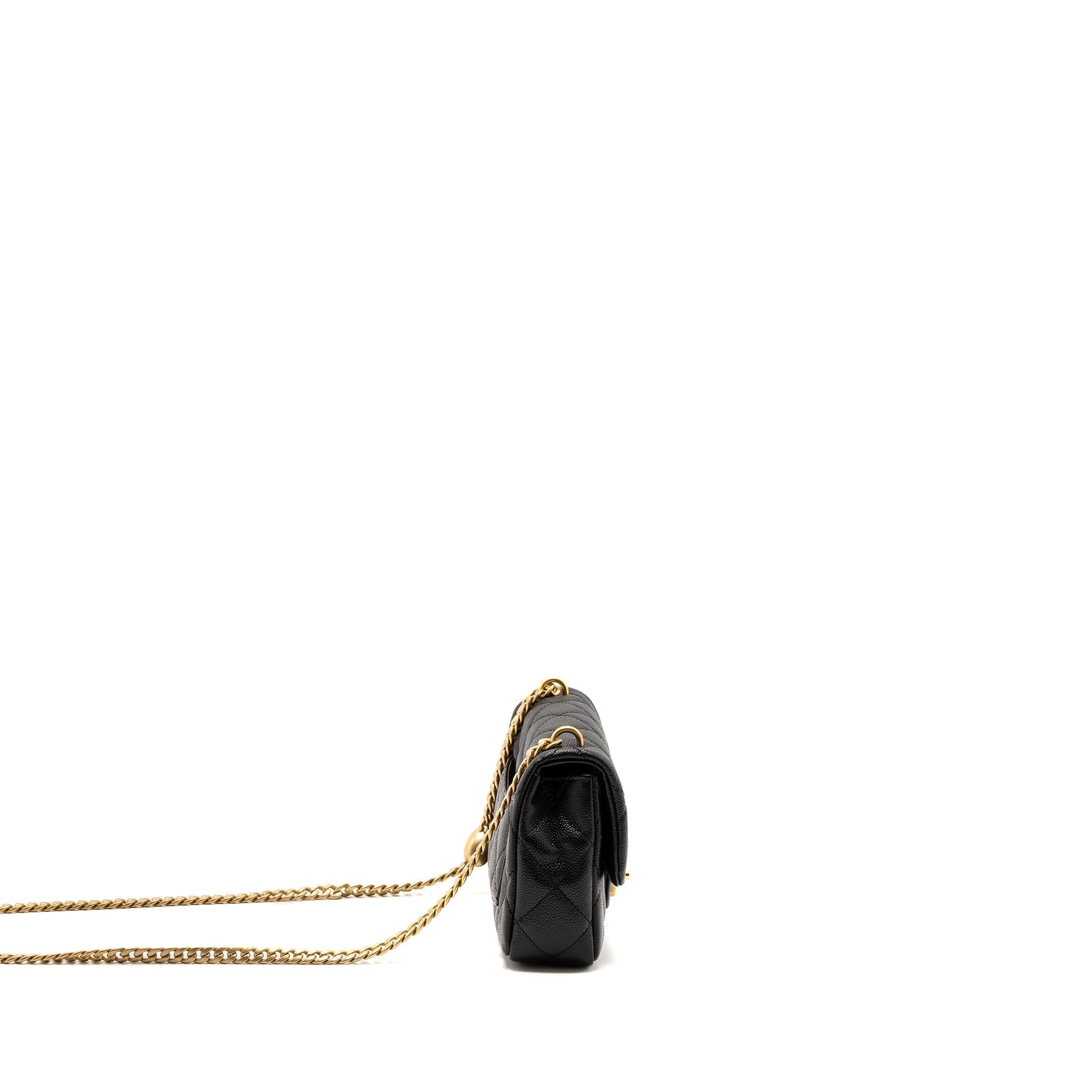 CHANEL 23P MINI COCO LOVE FLAP BAG CAVIAR BLACK BRUSHED GHW(MICROCHIP)