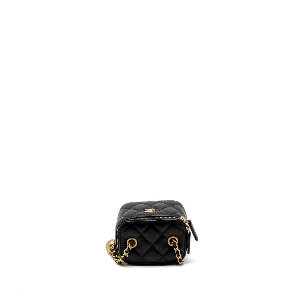 CHANEL PEARL CRUSH MINI VANITY CASE LAMBSKIN BLACK GHW
