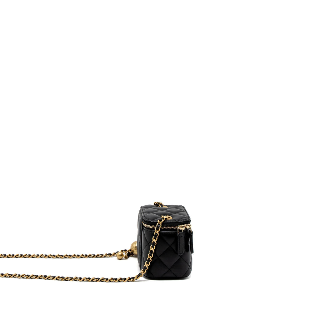 CHANEL PEARL CRUSH MINI VANITY CASE LAMBSKIN BLACK GHW