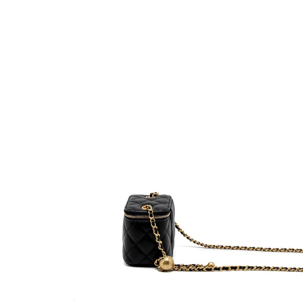 CHANEL PEARL CRUSH MINI VANITY CASE LAMBSKIN BLACK GHW