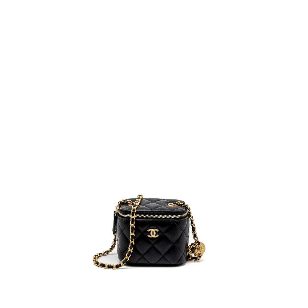 CHANEL PEARL CRUSH MINI VANITY CASE LAMBSKIN BLACK GHW