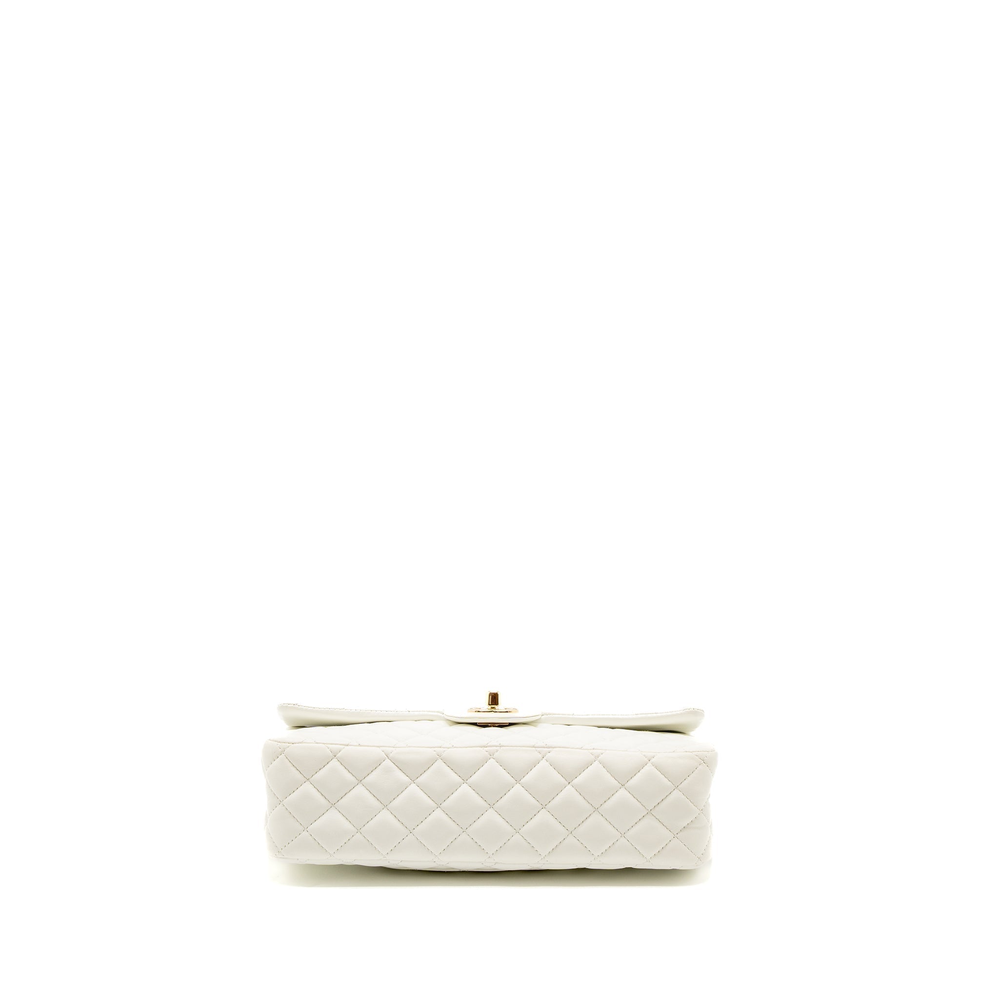 CHANEL QUILTED FLAP BAG WITH HEART CHARM LAMBSKIN WHITE LGHW