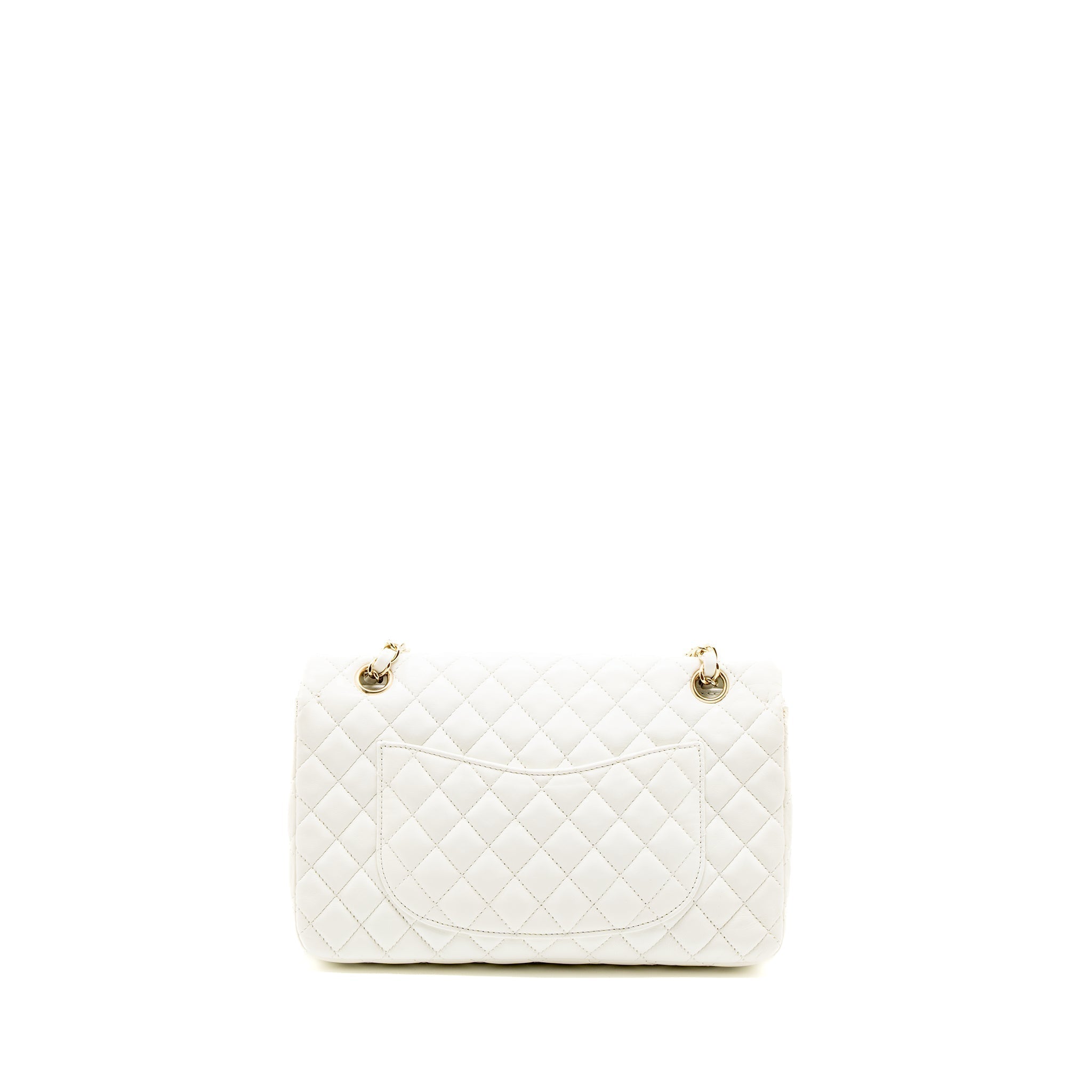 CHANEL QUILTED FLAP BAG WITH HEART CHARM LAMBSKIN WHITE LGHW