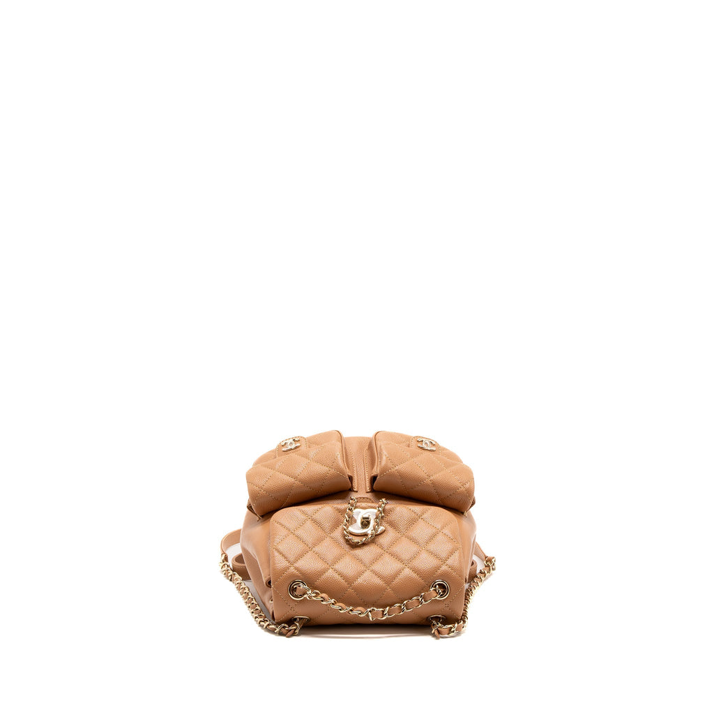 CHANEL 23P TRIPLE PACK BACKPACK CAVIAR DARK BEIGE LGHW(MICROCHIP)