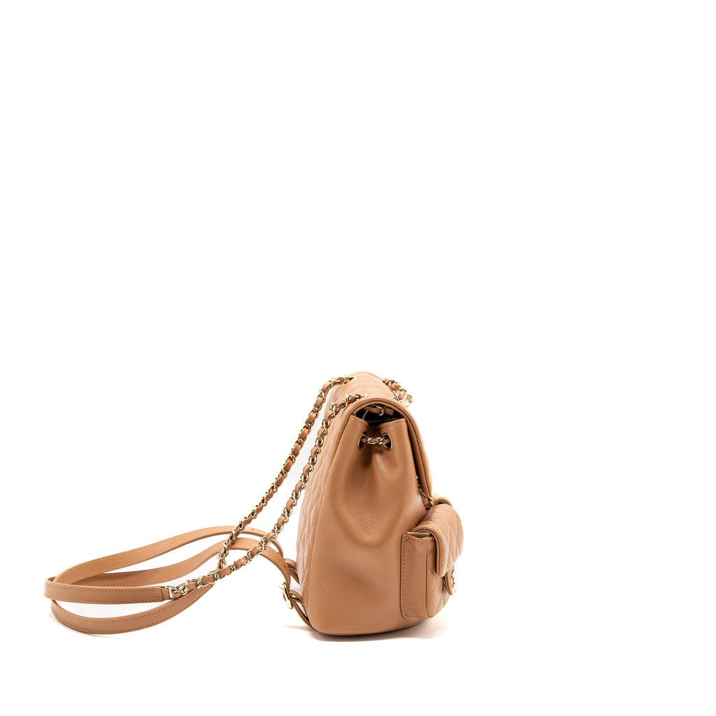 CHANEL 23P TRIPLE PACK BACKPACK CAVIAR DARK BEIGE LGHW(MICROCHIP)