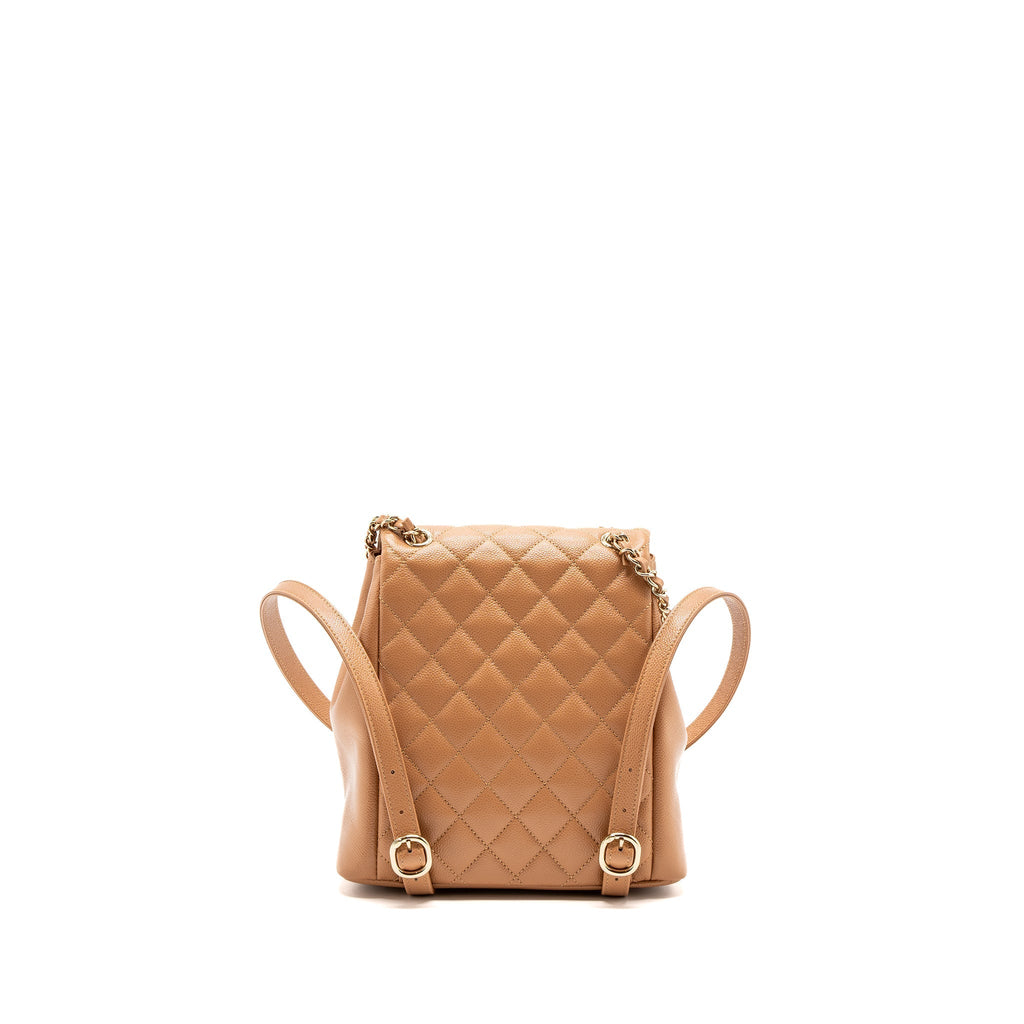 CHANEL 23P TRIPLE PACK BACKPACK CAVIAR DARK BEIGE LGHW(MICROCHIP)