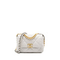 CHANEL SMALL 19 BAG LAMBSKIN LIGHT GREY MULTICOLOUR HARDWARE (MICROCHIP)