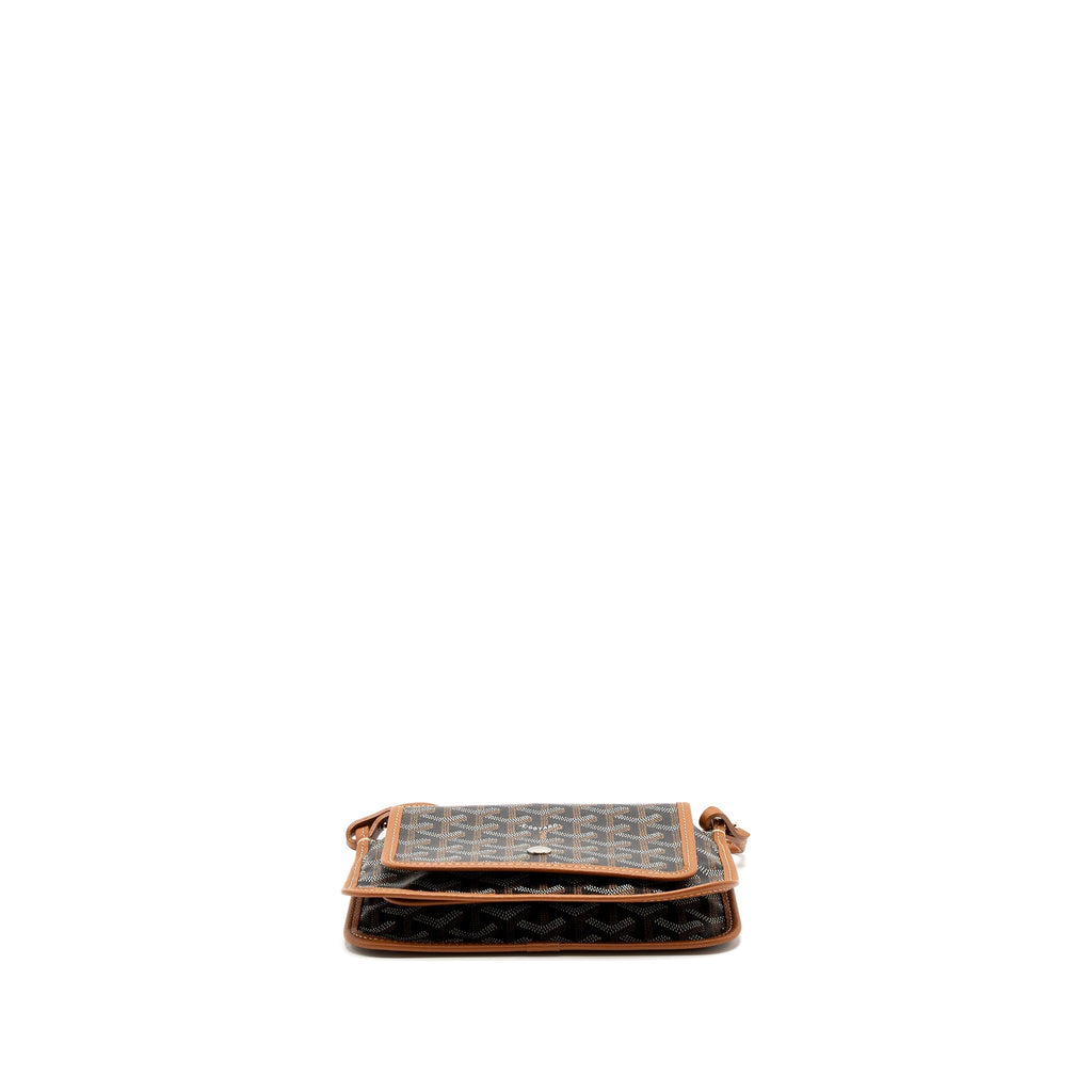 GOYARD PLUMET POCKET WALLET GOYARDINE CANVAS/CALFSKIN BLACK/BROWN SHW