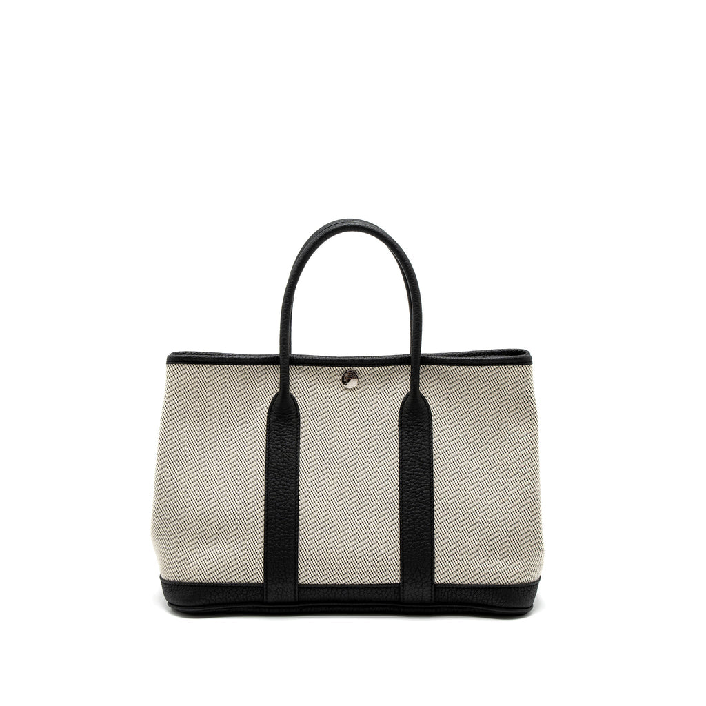HERMES GARDEN PARTY 30 CANVAS/NEGONDA ECRU/BLACK SHW