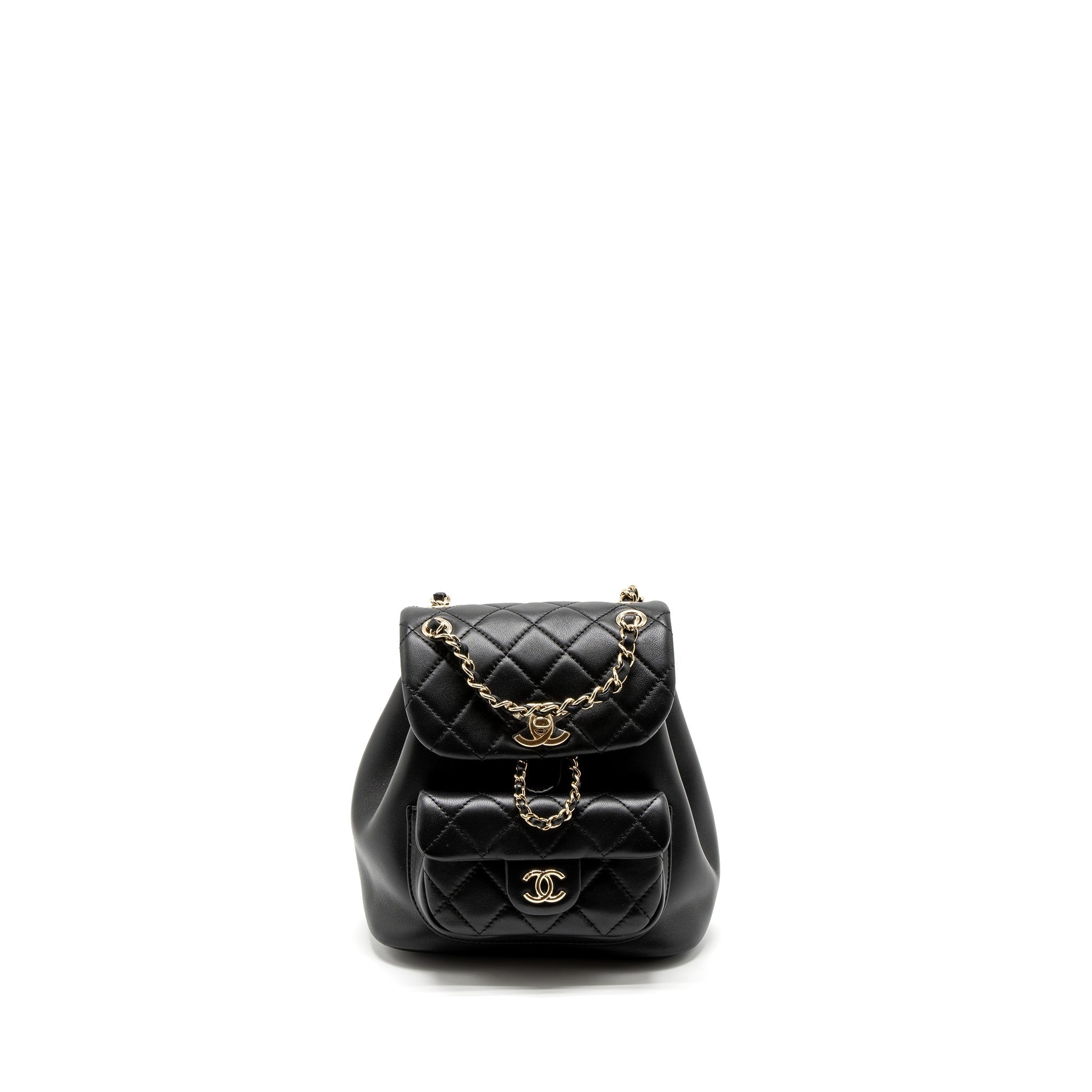CHANEL MINI DUMA BACKPACK LAMBSKIN BLACK LGHW (MICROCHIP)