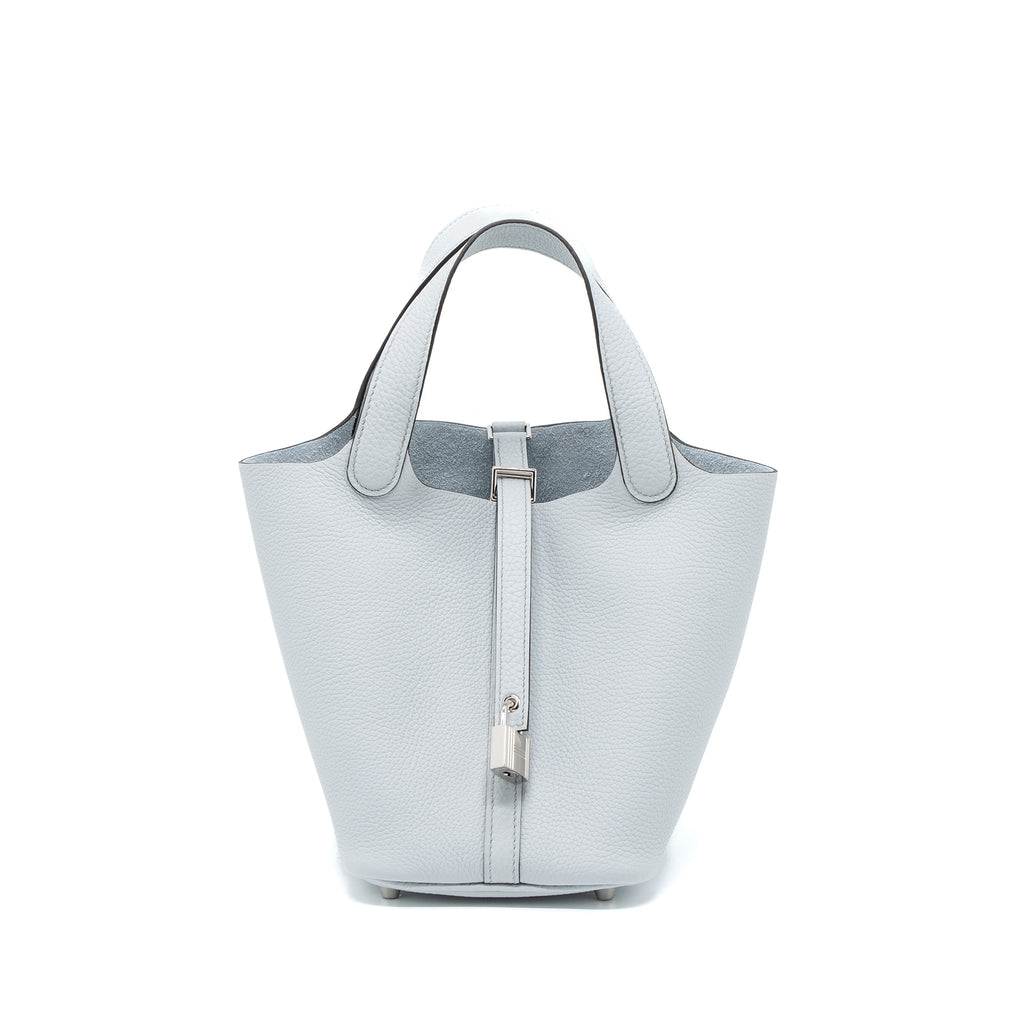 Hermes Picotin 18 Clemence Blue Pale SHW
